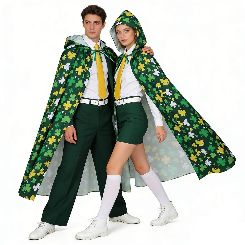 Irish Saint Patrick Festival Costume Cloak With Polyester Material For Adult Party Celebrations