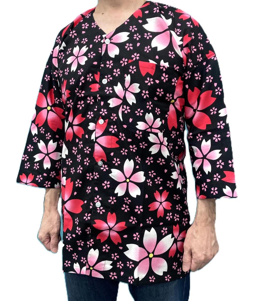 Supplies Koiguchi Shirt B603 Black with Cherry Size S [Festival & Costumes] (S-3L) Blossoms,