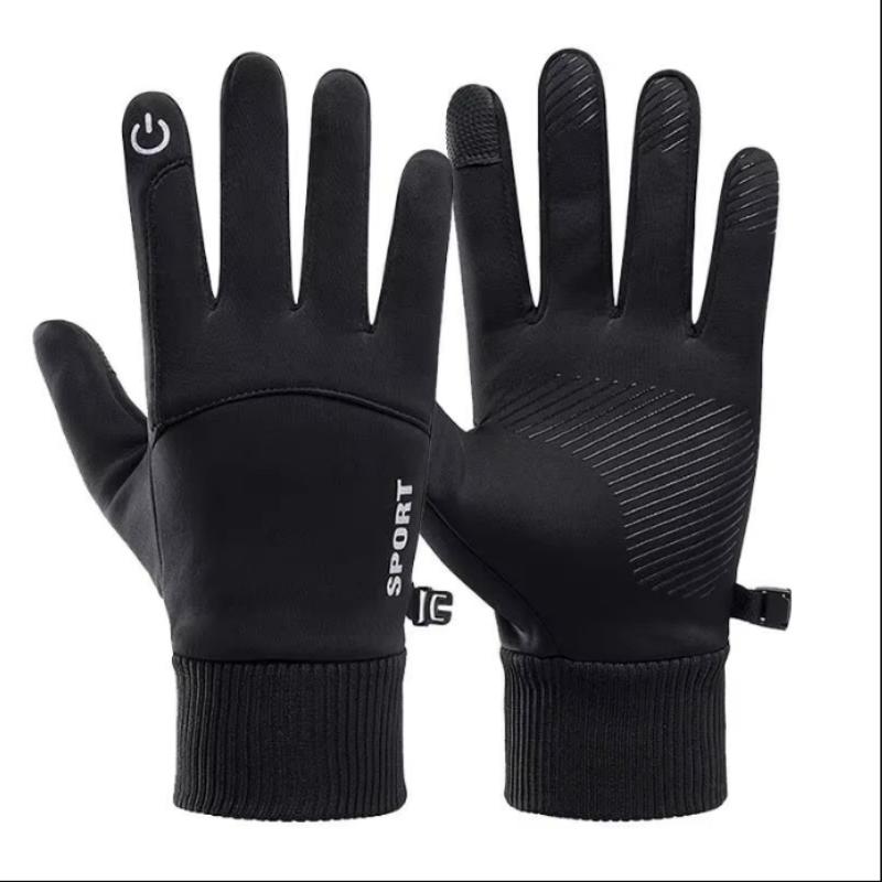 

Black Winter Warm Full Fingers Waterproof Cycling Outdoor Sports Running Motorcycle Ski Touch Screen Fleece Gloves S чёрный