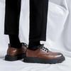 Shoes Men Leather Original British Style Thick Bottom Round Toe Patent Leather Shoe Handmade Men Dress Shoes Lace Up Men's Shoes