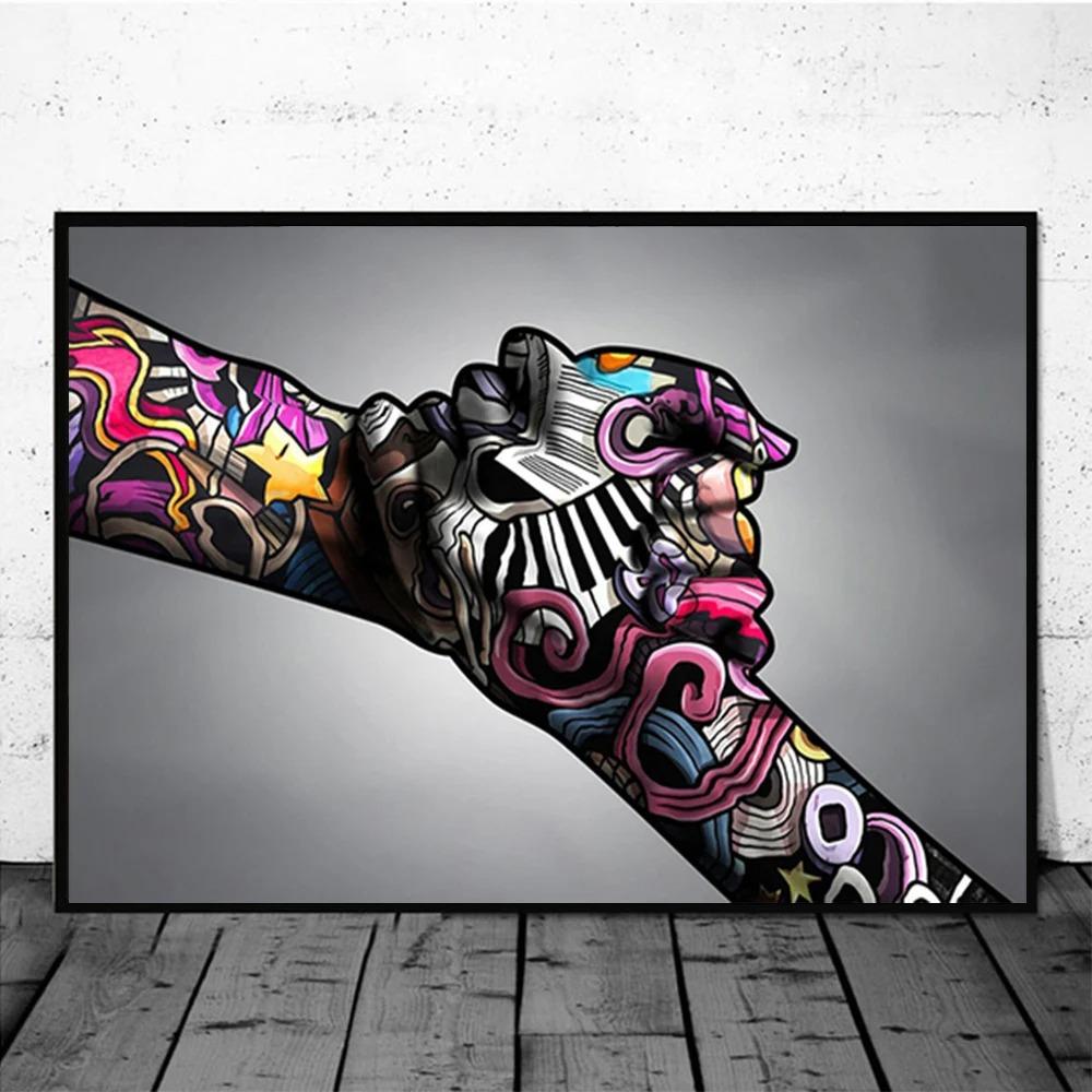 Street Graffiti Abstract Wall Art Poster Sneakers Gestures Love Hearts Lips Pop Mural Modern Home Decor Canvas Pictures Prints