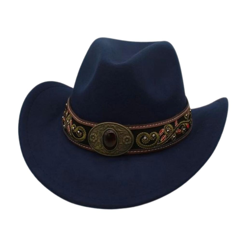 Sunshade Big Eaves Western Cowboy Hat Rolled Eaves Ethnic Style Decorative Design Felt Hat Top Hat
