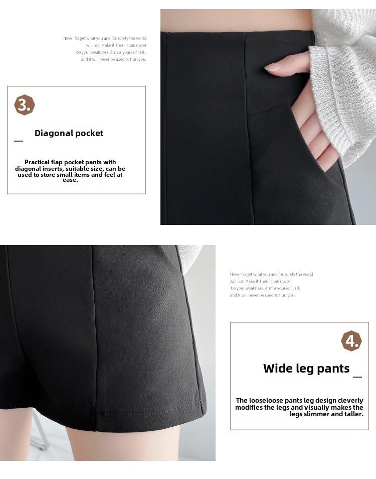 Pantaloni scurți de vară negri cu talie înaltă, cu linie A, pentru femei - ținute casual lejere, slim, cu croi larg