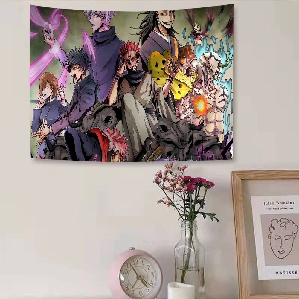 Jujutsu Kaisen Cartoon DIY Wall Tapestry Hanging Tarot Hippie Wall Rugs Dorm INS Home Decor
