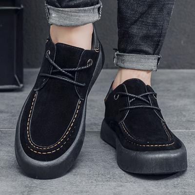 Men's Casual Flats Spring Autumn Cross Tied Outdoor Non Slip Work Shoes Comfortable Vintage Height Increase Fashion Board Shoes
