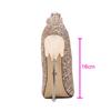 Women Sequined Cloth Metal High Heel Shoes Pointed Toe Ankle Strap Pumps for Nightclub Party Banquet Catwalk Cross Dressing