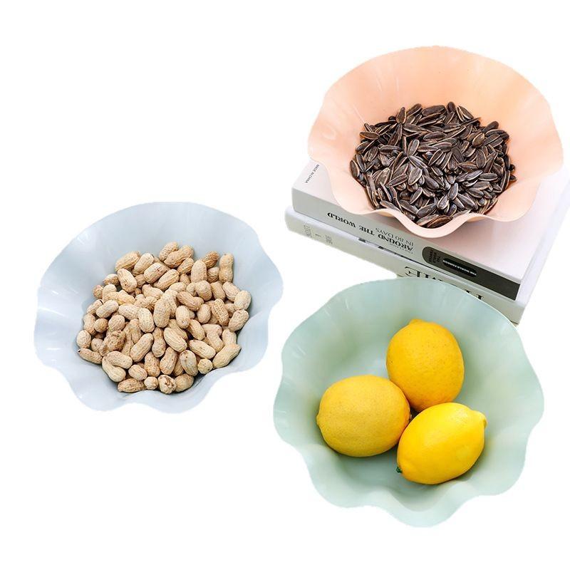 Lotus Leaf Edge Fruit Plate Plastic Candy Plate Living Room European Melon Seed Fruit Pot Snack Fruit Box Household Dried Fruit Plate