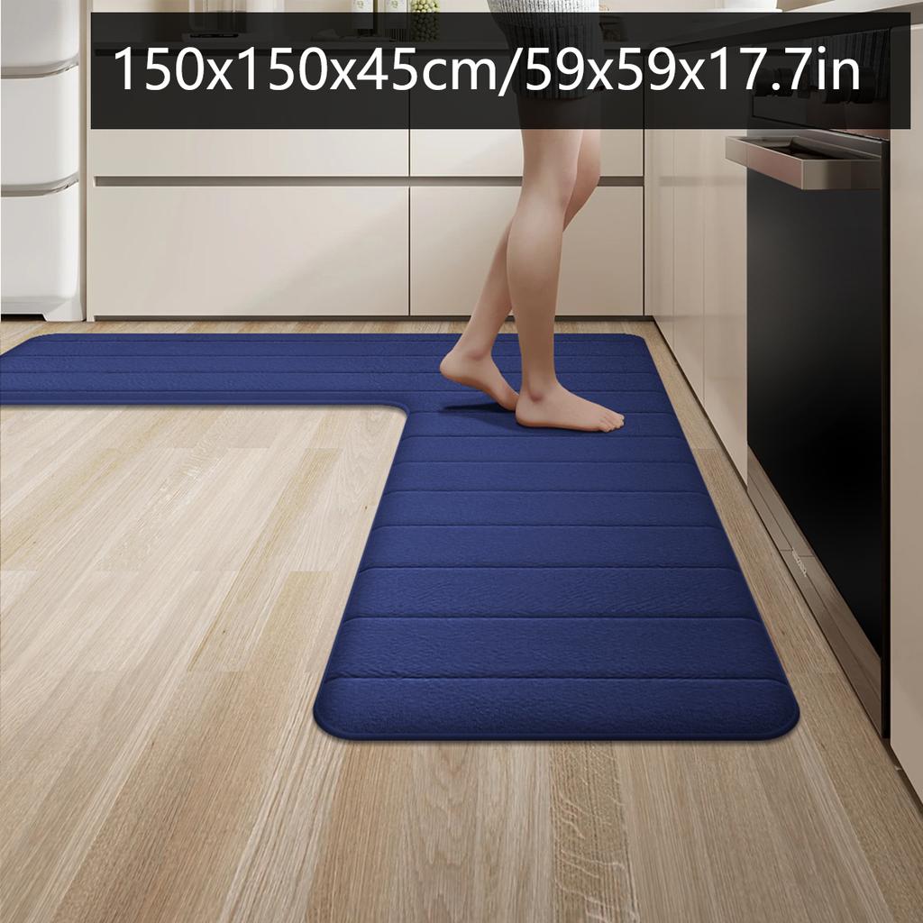 L-Shaped Flannel Kitchen Carpet Restaurant Large Size Non-Slip Floor Mat Door Absorbent Mat Entrance Mat Premium