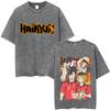 Washed Vintage Anime Haikyuu Kuroo Tetsurou Kozume Kenma Graphic Tshirt Mens Manga Oversized T Shirts Unisex Retro Streetwear