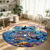 Ocean Sea (95) Theme Round Crystal Velvet Rug Custom Name Text Personalized Floor Mat Home Decor Non Slip Crystal Carpet