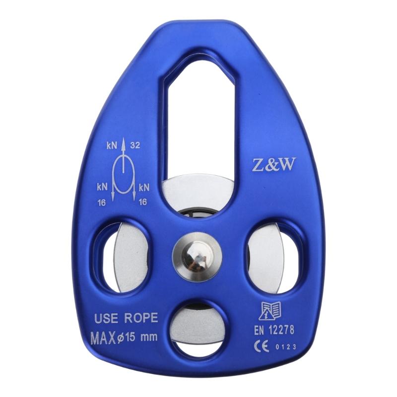Stainless Flexible Active Pulley Sideplate Single Sheave Pulley 360degree Wwivel for Rock Climbing Hauling Gear 28KN