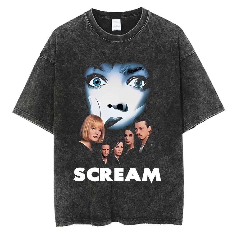 

Washed Vintage s Horror Movie Scream Graphic Tshirt Billy Loomis Print T Shirts Men Women Casual Oversized Cotton Tshirts S