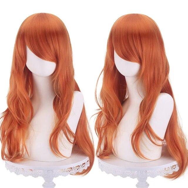 Cosply Wig 70 Cm Red Long Curly Synthetic Wig Anime Halloween Wig Body Lucky Girl Ruby Gillman  Christmas  Party