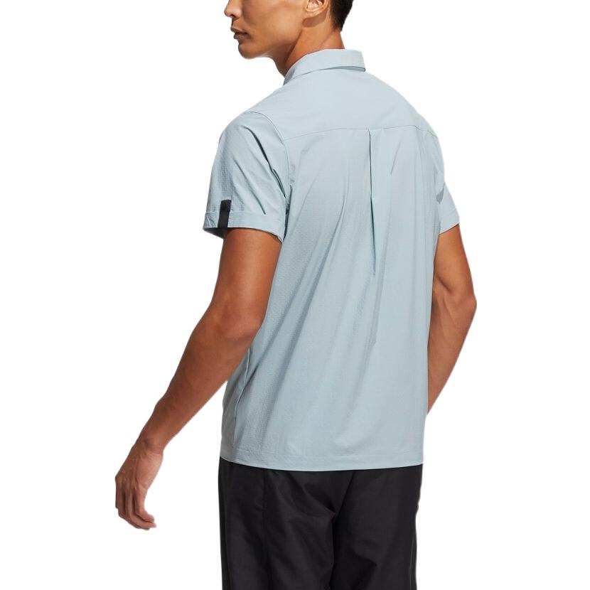Adidas Solid Color Casual Short Sleeve Shirt Men Tops Magic-Grey H64632