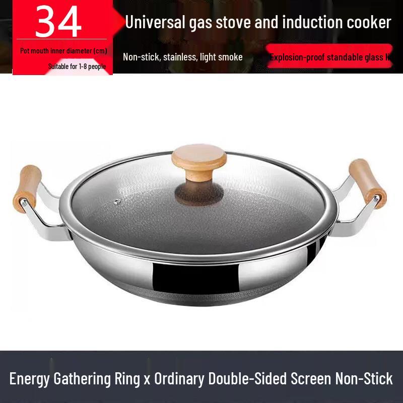 

34cm Non-stick Stainless Steel Round Bottom Wok