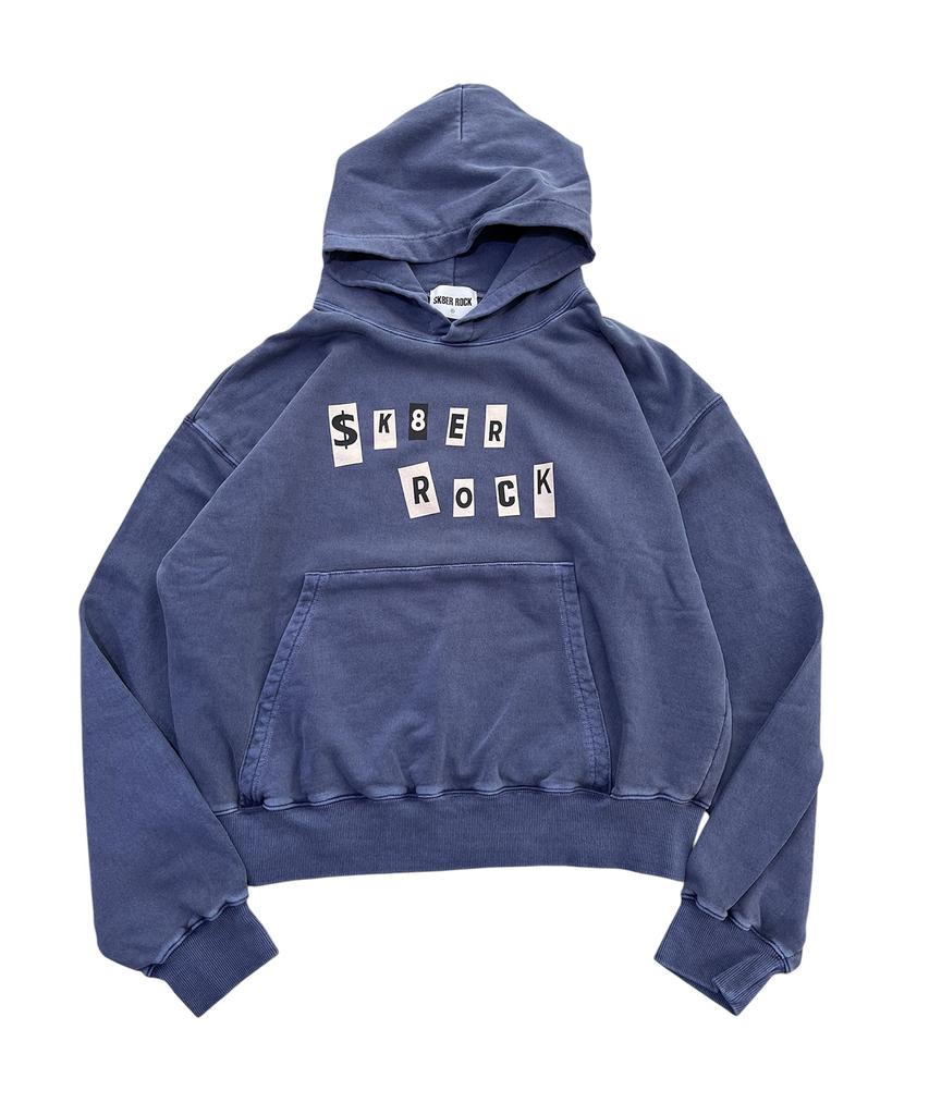 SK8ER ROCK Collage Lettering Pigment Hoodie (Navy)