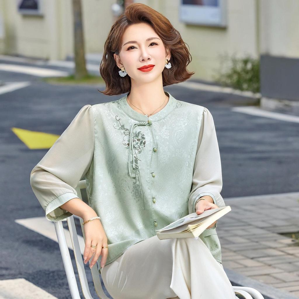 2026 Summer Chinese Style Fashion Top: Elegant Temperament Shirt for Middle-Aged & Elderly Women