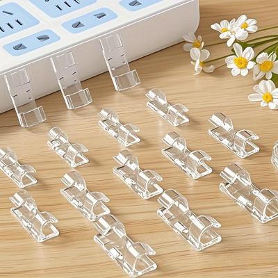 60pcs Adhesive Cable Clamps, Transparent Wire Brackets for Power Line Management, Cable Tissue Clamps for Walls And Under Tables