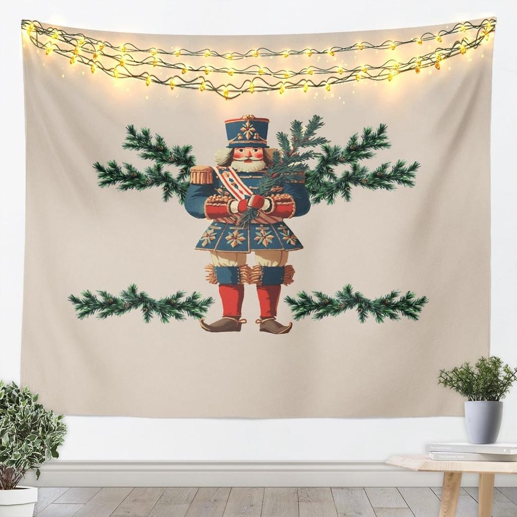 Christmas Nutcracker Tapestry for Bedroom Aesthetic Botanica Garden Wall Tapestry Aesthetic Soldier Royal Guarder Tapestries