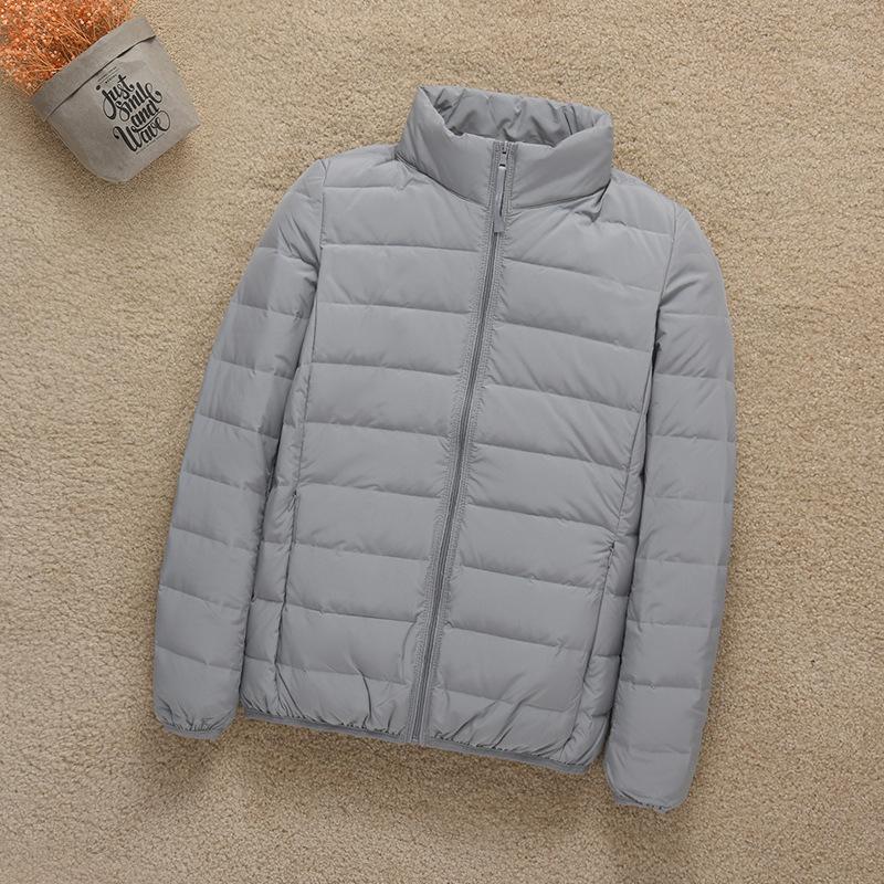 Seamless One-piece Woven Light and Thin Down Jacket Women's Short Stand-up Collar Lightweight Large Size Outdoor Sports Autumn and Winter Jacket Wint
