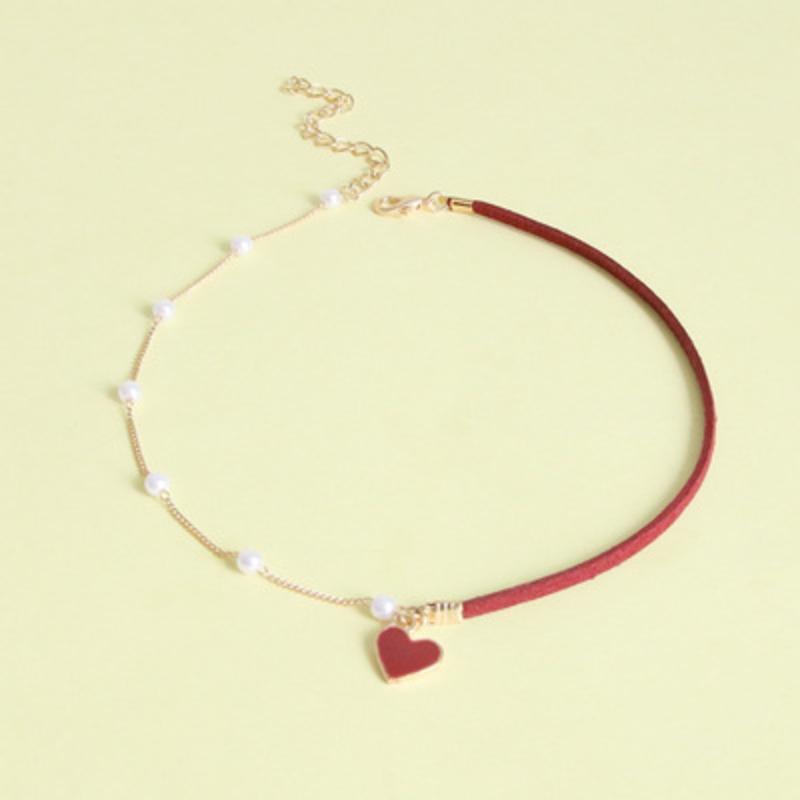 Heart-pounding Love Charm Necklace, Collar Chain, Elegant Pearl Necklace for Women, Valentine's Day Gift