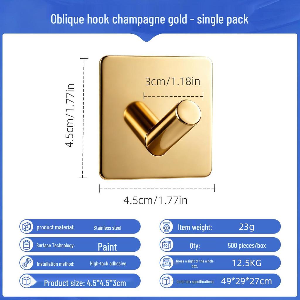 Punch-Free Strong Adhesive 304 Stainless Steel Wall Hook