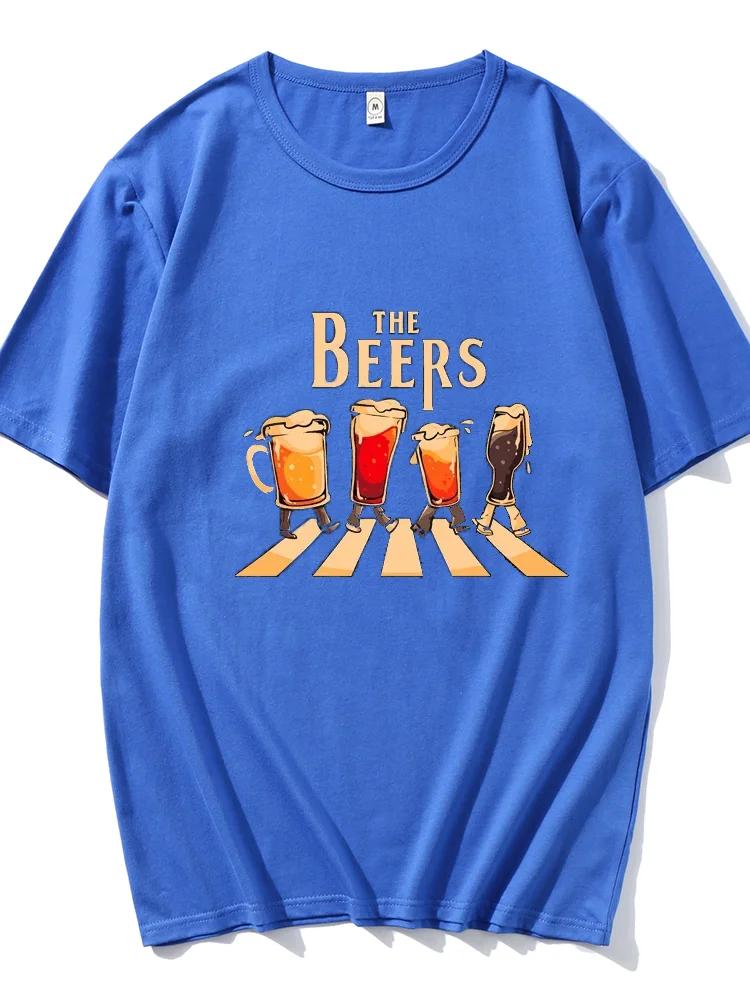 The Beers Printing Men T Shirts Breathable Brand Tops Street Fashion T-shirt Mens Casual Summer Loose Oversizeed Tees