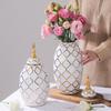 Ceramic Checkmate Jar Ginger Jar Flower Vase Plaid Gold Storage Tank Porcelain Bottle Home Decoration Accessories