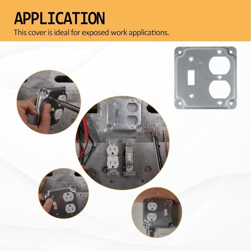2Pcs Multipurpose Square Metal Outlet Box Covers Flame Retardant Raised Designs for Switches Receptacle Safety