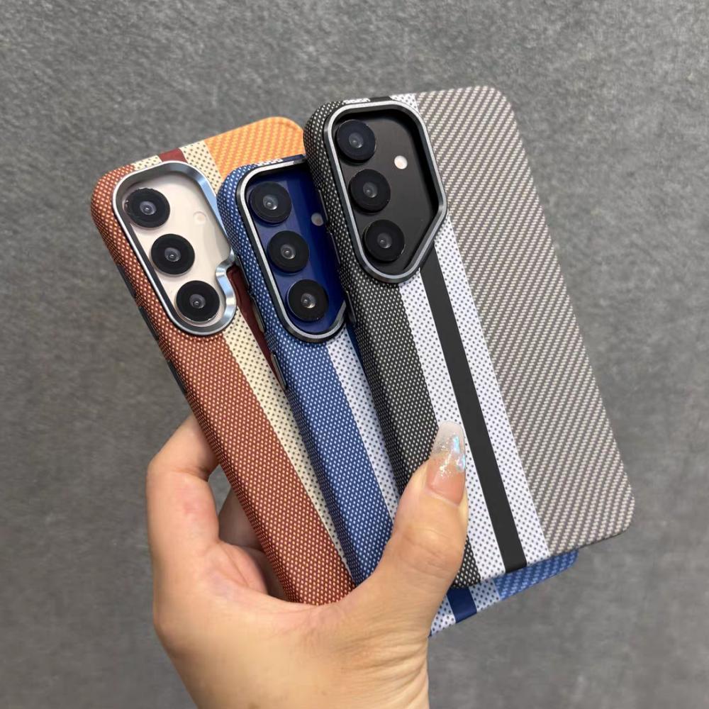 Geometric Carbon Fiber texture 3D Relief For Magsafe case For Samsung S26 S25 Ultra S26 Plus Wireless Charging Hard Case Cover
