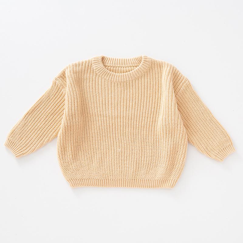 Hot Selling Girls' Solid Color Knit Pullover Sweater