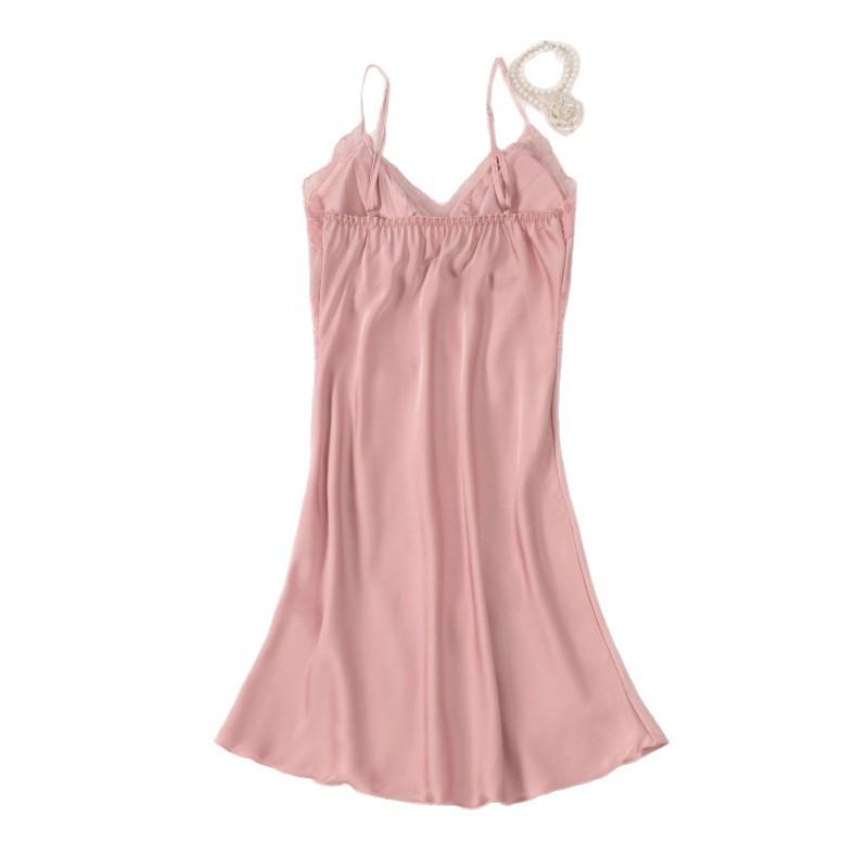 2025 Elegantes einfarbiges Satin-Nachthemd: Pure Desire Style für Frauen - Hochwertige, bequeme Sommer-Nachtwäsche