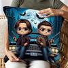 Double Sided Chibi Supernatural Pillow Cover Sam  Dean D Polyester Print Cushion Case for Impala Forest Home Sofa Gift