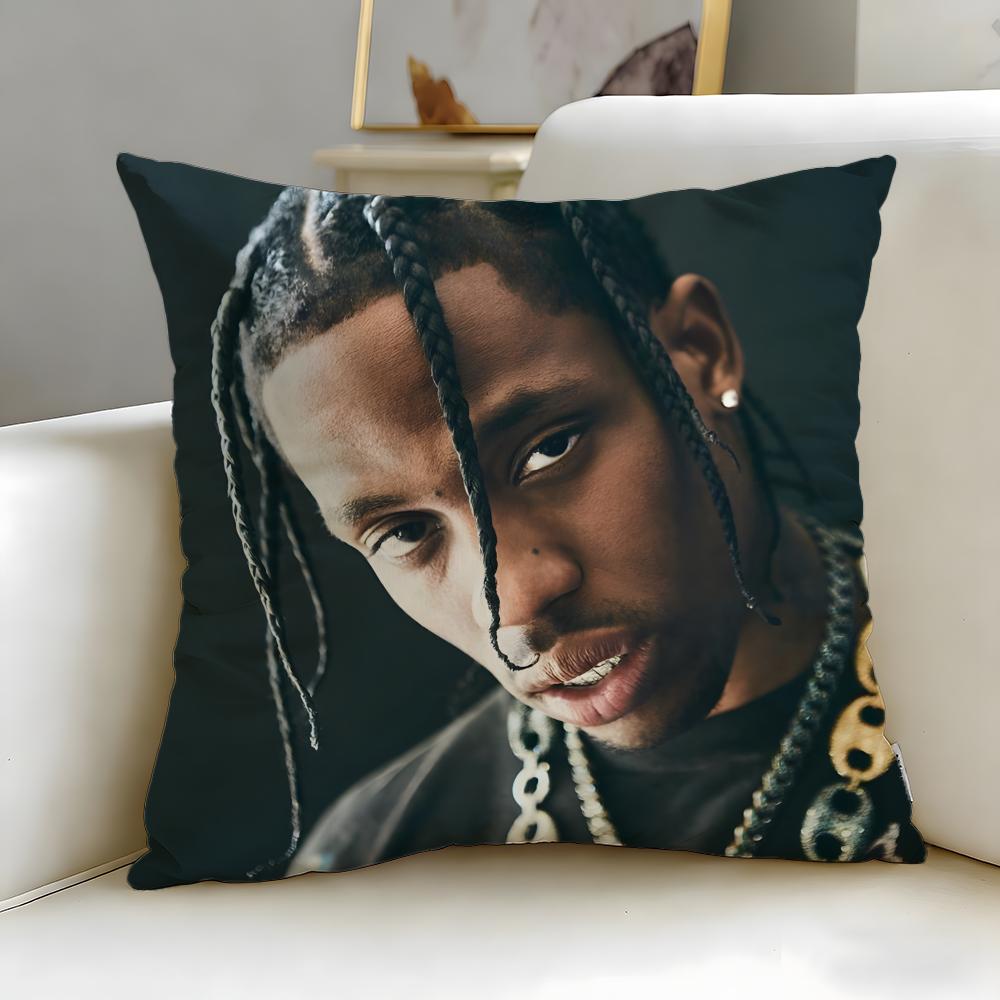 popular rapper Travis Scott Cushion Cover Soft & Easy-Wash Pillow Case – Versatile for Couch, Bed, Travel and Office