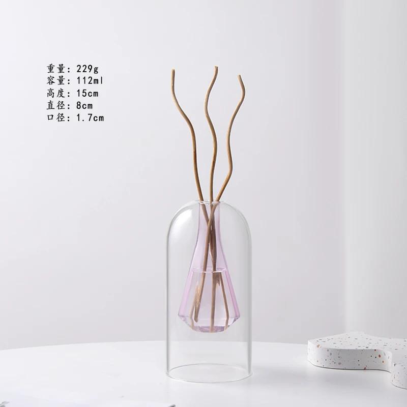 Double Glass Vase Hydroponic Plant Flower Arrangement Glass Empty Bottle Ornaments Simple Essential Oil Aromatherapy Bottle