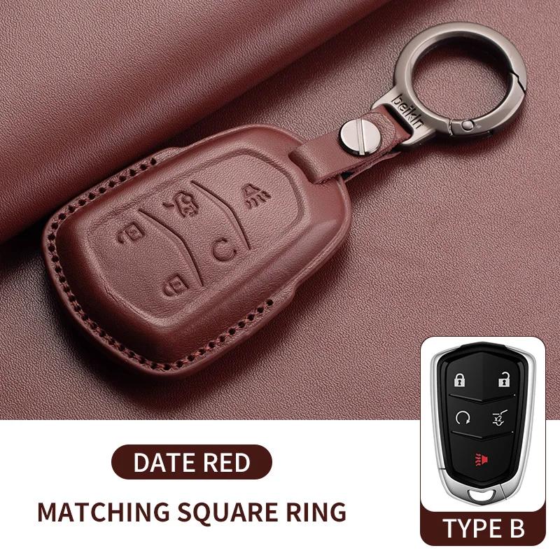 Leather Car Key Case Cover For Cadillac CT4 CT5 ATS CT6 CTS DTS XT5 Escalade ESV SRX STS XTS  XT4 28T ELR  Car Key Accessoires