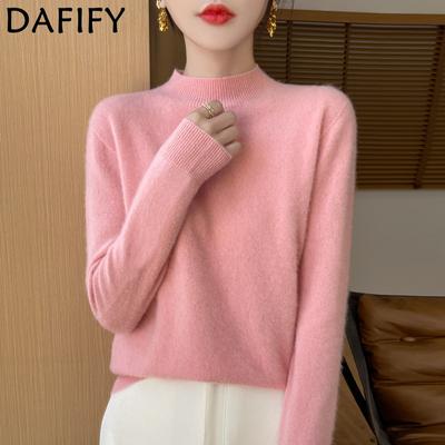 Maglioni a collo alto a maniche lunghe con stampa tinta unita, casual, autunno inverno da donna