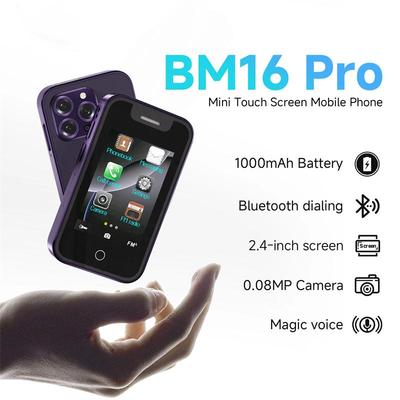 BM16PRO 2G Μίνι Κινητό Τηλέφωνο Οθόνη Αφής Διπλή SIM Bluetooth Κλήσεις Καταγραφή Κλήσεων Μαγική Φωνή Φθηνό Κινητό Ραδιόφωνο FM