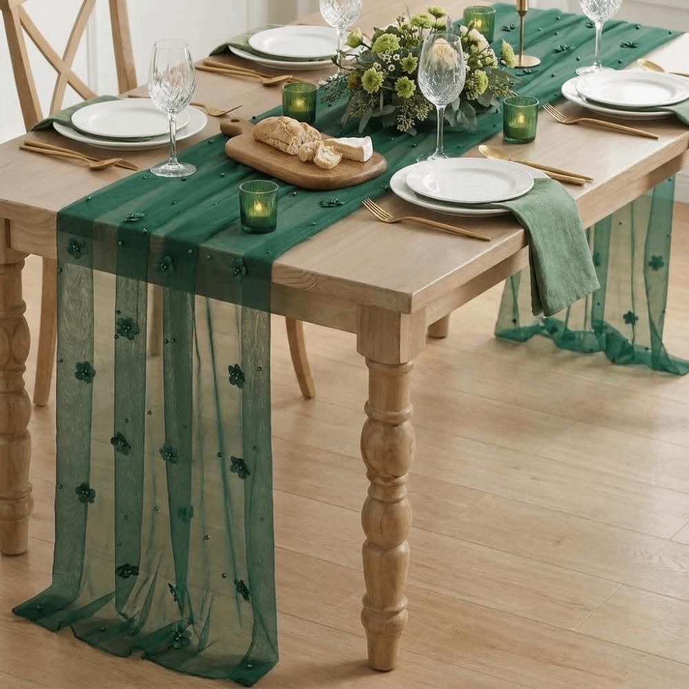 Romantic Tulle Table Runner Semi-Transparent Wedding Table Runner Gauze Tablecloth Birthday Party