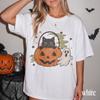 Black Cat Halloween Shirt, Ghost Pumpkin Bucket Graphic Tee, Vintage Trick Treat Basket Sweatshirt, Comfort Colors® Fall Season Gift