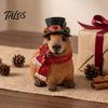 Cozy Interior Decor Pieces Christmas Capybara Resin Figurine, Statue with Santa Hat Scarf Wreath, Miniature Figures for Display Cute Tabletop Ornament