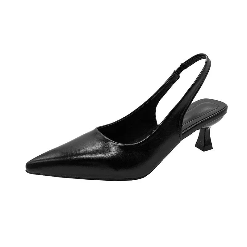 Fashion Fashion Female Shoes 2025 New Women's Pumps Solid Color Simple Mid Heel Shoes Sexy Pointed Toe Slingback Elegant Dress Shoes