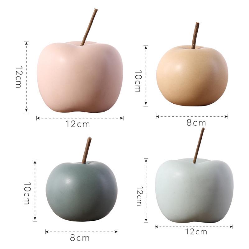 2-piece Ceramic Apple Figurine Home Decor Fruit Centerpiece Colorful Apple Pomme Ornaments Sweet Gift for Wedding