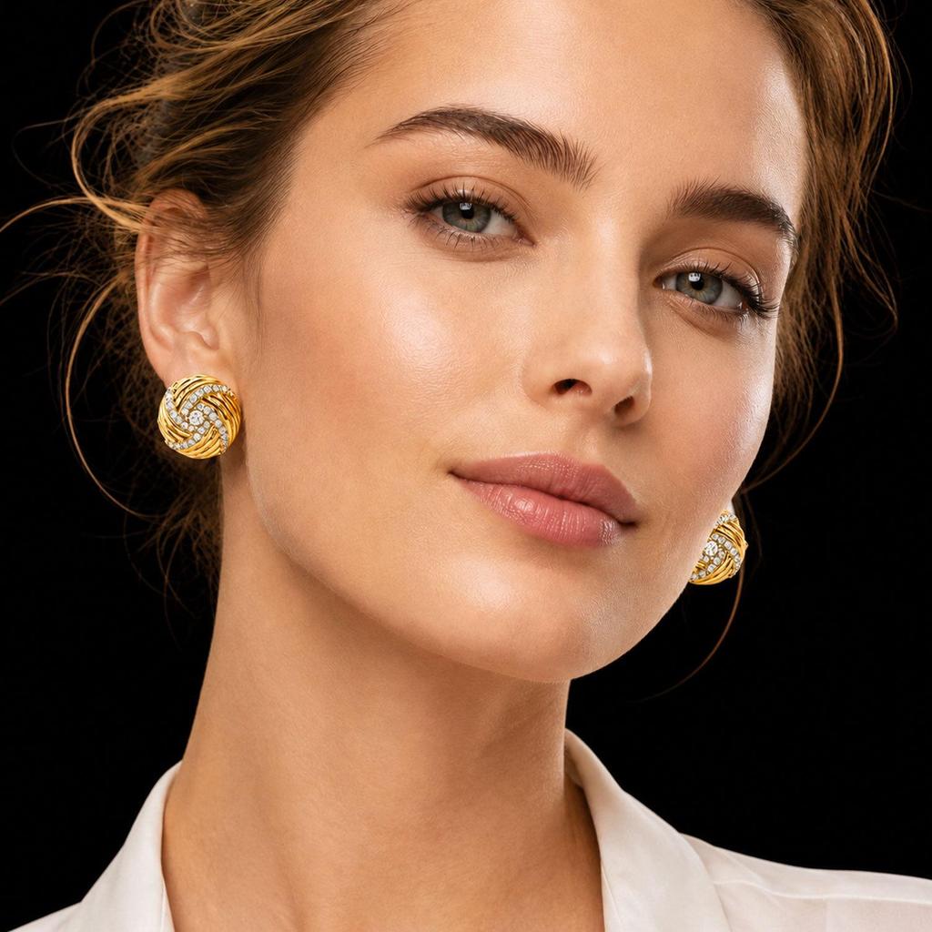 Gold-Plated Geometric Stud Earrings: High-End European & American Style, Personalized Fashion for Beach Vacations