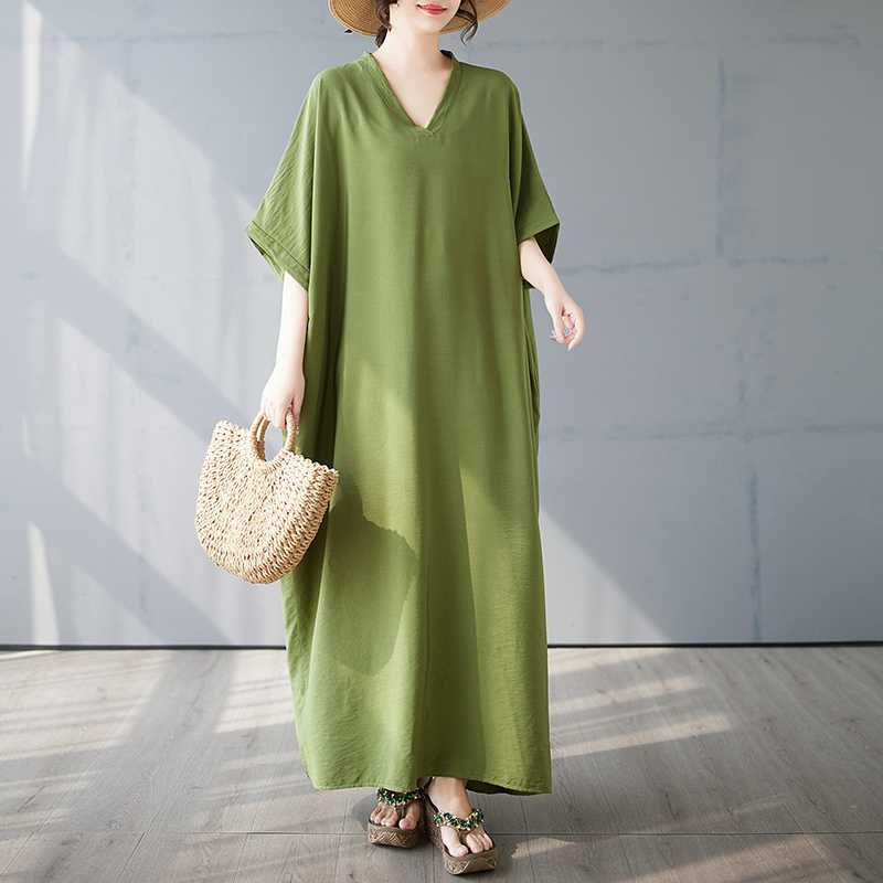 Summer Travel Retro Long Skirt Cotton Linen Dress