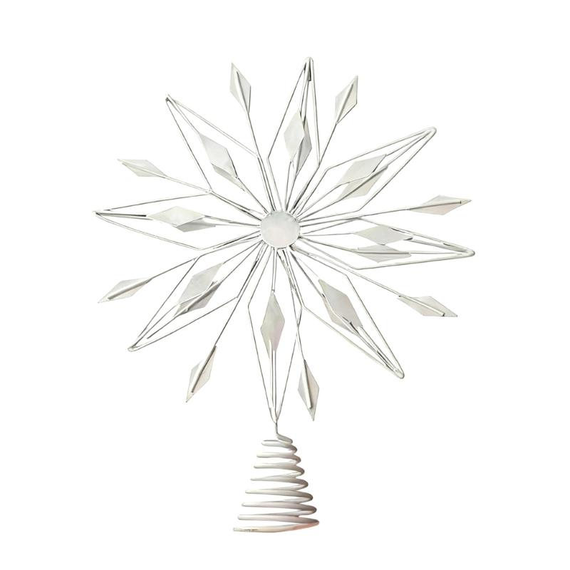 

Металлическое украшение на верхушку рождественской елки в форме звезды, нерегулярное украшение для дома и торгового центра, товары для вечеринок белый
