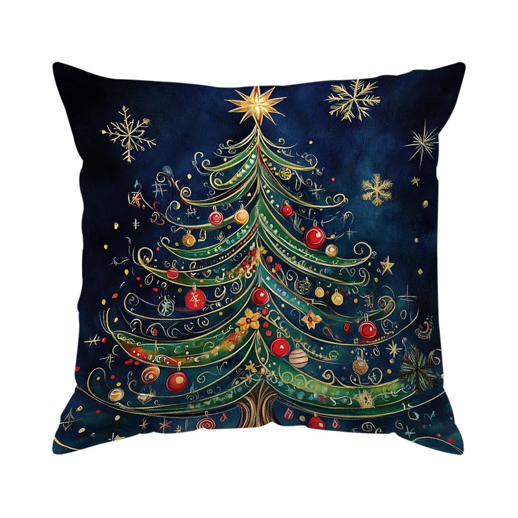 Holiday Christmas Tree Pillowcase Printed Polyester 45X45Cm Throw Pillowcover Decorative Sofa Cushion Pillowslip Home Decor