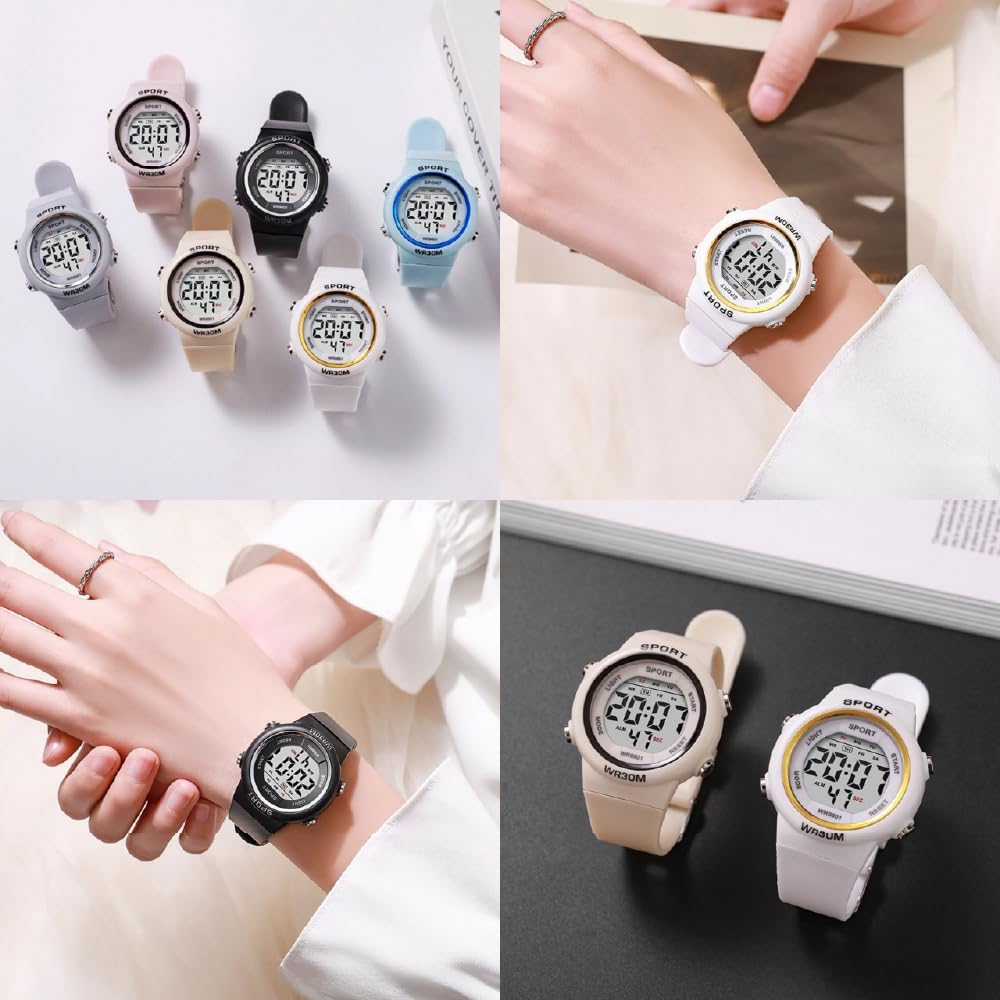 Kids Unisex Digital Watch Lightweight Simple Casual Sports Watch with Alarm Stopwatch and Water Resistance Black