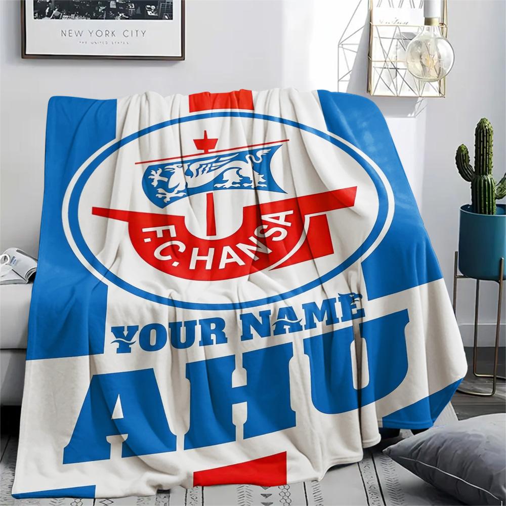 1PC Fc Hans Crest Custom Name Patterned Flannel Blanket Suitable For All Seasons For Home Decor Warmth And Comfort Gifts Holiday Present