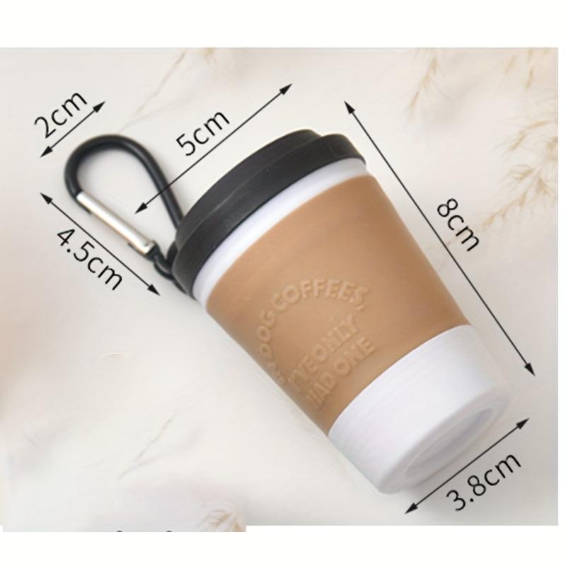 Doggy Coffee Cup Pet Waste Bag Distributor - Portable Dog Feces , with a Safety Lid, In Beige and Black Design,Outdoor Dog Walks
